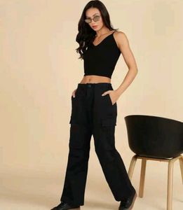 🚫LIMITED 🤝 WOMEN STYLISH BLACK  LOOSE FIT CARGO.