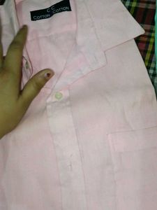 Men's Pink Cotton Casual Shirt