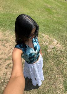 Abstract Print Collared Button-Up Top (negotiable)