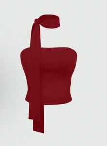 Stylish Maroon Tube Top with Scarf Detail