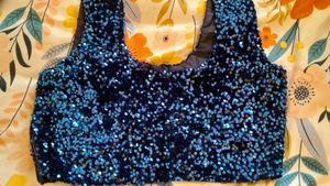 Prime Deal Blue Soft Net Shimmer Saree