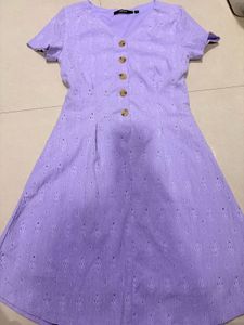 Lavender Eyelet Button-Front Dress