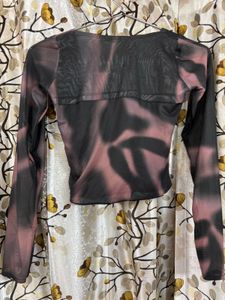 Sheer Black &amp; Pink Tie-Dye Top