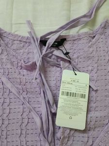 Shein Purple Textured Tie-Front Top
