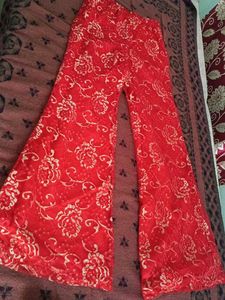 Chatpata Beautiful  Y2k Red Palazzo Pants