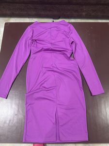 Newme Elegant  Purple Long Sleeve Dress