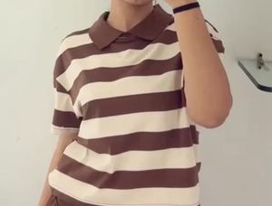 Brown striped crop tshirt size medium