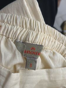 Elegant Cream Palazzo Pants with Lace Detail