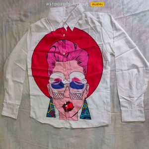 Unique Graphic Print Button-Up Shirt