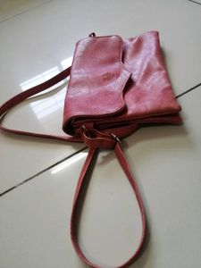 Chic Red Faux Leather Crossbody Bag