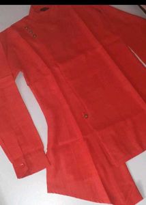 Orange Cotton Kurta for Men
