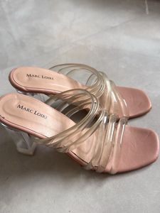 Marc Loire Pink Square Toe Slide Sandals