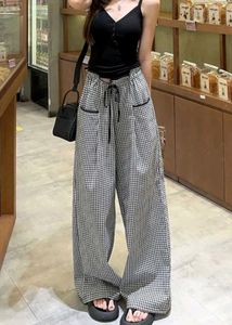 ᝰ.ᐟGingham drawstring Wide-Leg Pants 🥢