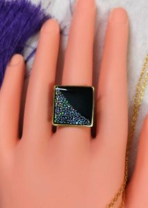 Unique Black Square Ring