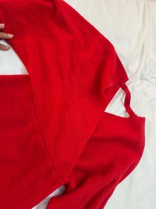 Red Long Sleeve heavy winter Mini Dress