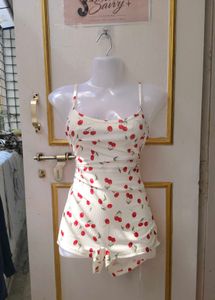 Cute Cherry Print Summer Romper
