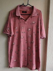 Men's Pink Graphic Polo Shirt