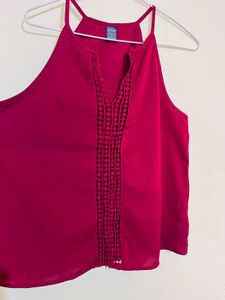 Shein Red Lace Trim Cami Top
