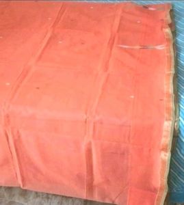 NEW thread work Orange golden saree with fall