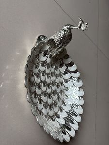 Decorative Silver Peacock Showpiece Bowl