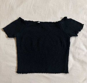 off shoulder Black smoked top