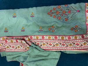 Beautiful Green Saree with Floral Print