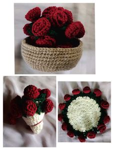 Crochet Rose Bouquet Coaster