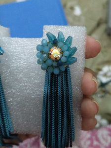 Boho Blue Tassel Earrings