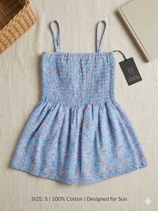 Light blue floral strapless top