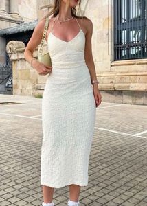 lulu & Sky White Solid Sleeveless Maxi Dress