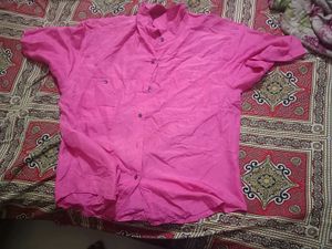 Pink Short Sleeve Button-Up Shirt