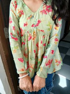 Floral Print Peplum Kurti