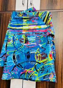 Vibrant Abstract Print Zip-Up Jacket
