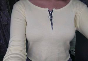 Orange+Black+lemon yellow  Zip-Up Long Sleeve top