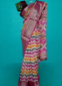 pink lenin cotton saree