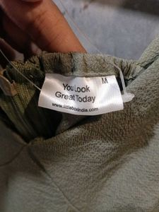 Cute Olive Green Ruffle Dress (size-M)