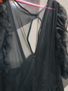 Elegant Black Tiered Tulle Dress