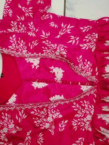 Vibrant Pink &amp; Yellow Floral Lehenga Choli