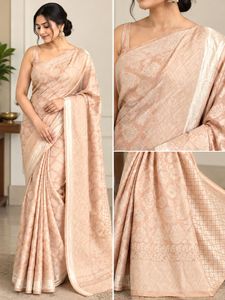 Elegant Peach Brocade Saree