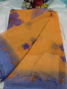 Vibrant Floral Print Saree with blouse
