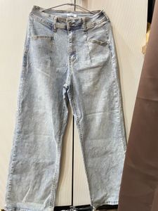 blue wide leg jeans pants
