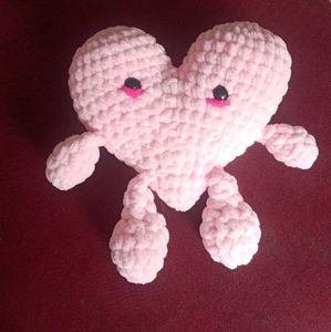 Handmade Pink Crocheted Heart Plush Toy