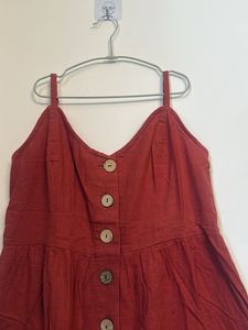 Red Button-Up Midi Dress