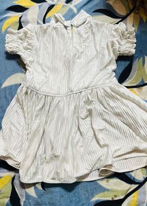 Pleated White Dress with Belt design