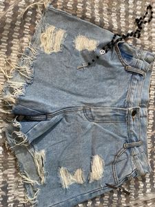 Distressed Denim Shorts