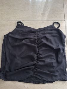 Chic Black Ruched Cami Top