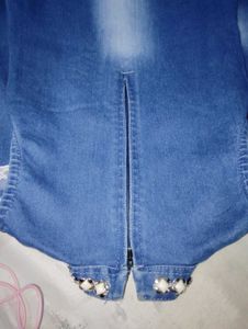 Denim shrug with Lace Trim