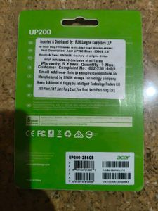 new sealed pack Acer UP200 USB 2.0 Flash Drive 256