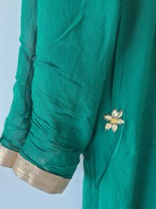 Embroidered Green Kurta Set