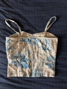 Vintage Scenic Print Crop Top
